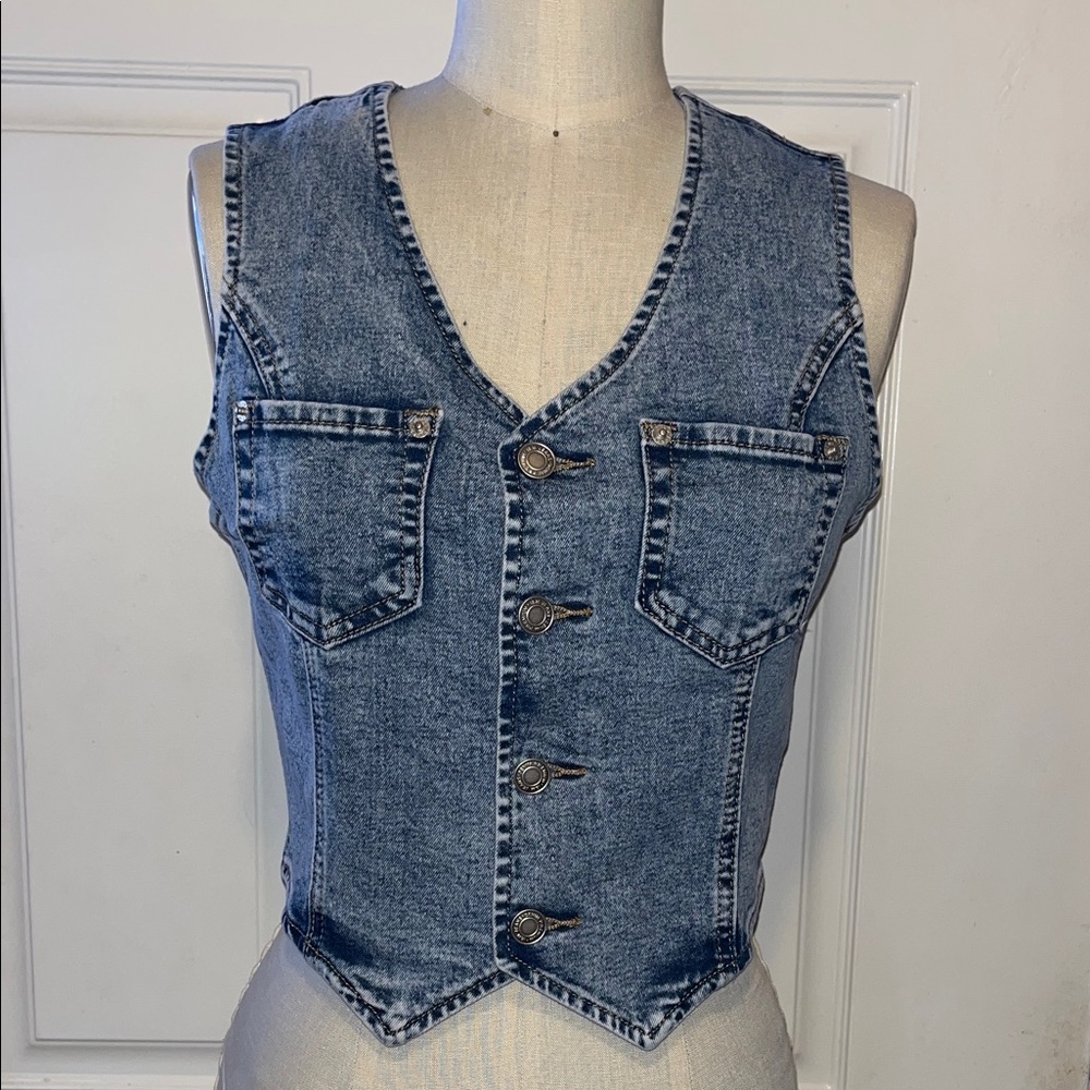 Stretch Denim Blue Women's Vest